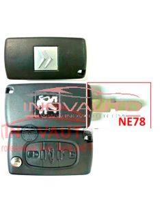 Citroen or Peugeot FLIP KEY SHELL- 3 Button (Trunk Button) with BLADE NE78 